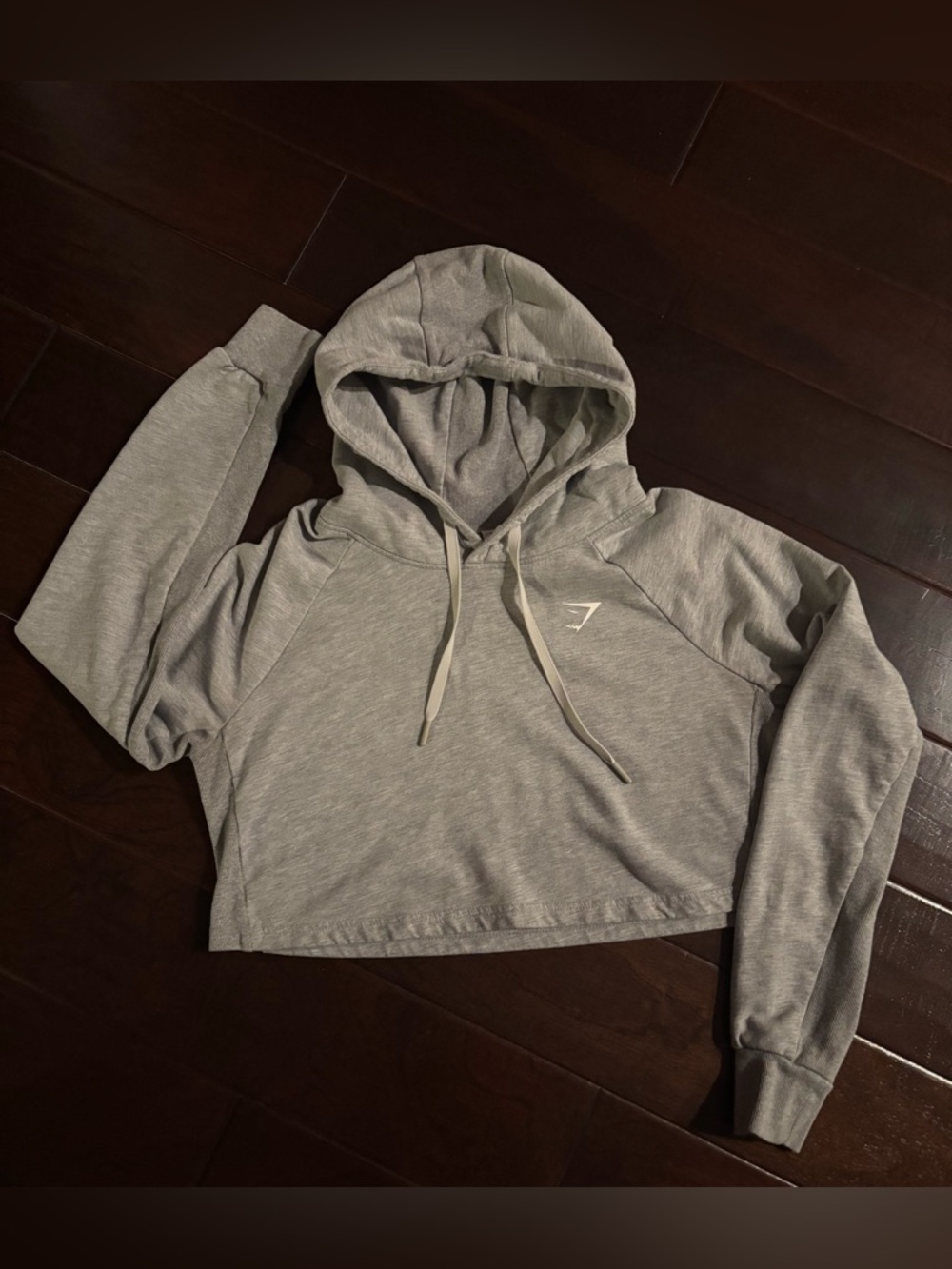 Gymshark Women's Grey Marl Training Cropped Hoodie Pullover B1A1F - Size edium